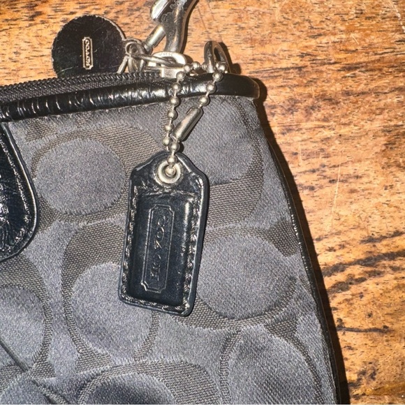 Coach Black Signature Wristlet Clutch with Leather Trim hang tags attached - Picture 12 of 16